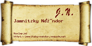 Jamnitzky Nándor névjegykártya